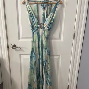Women’s NEW long maxi satin boutique long blue tone dress